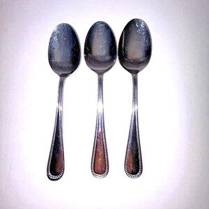 Barclay Geneve Flatware 3 Serving Spoons & Cake Server Beaded Edge Japan